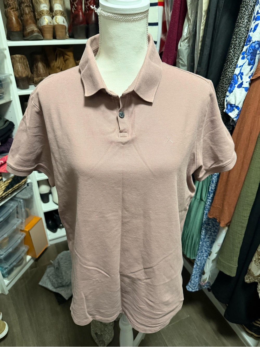 Cuts-Men’s Classic Short-Sleeve Polo Top-Dusty Rose-size L (fits like a Med)